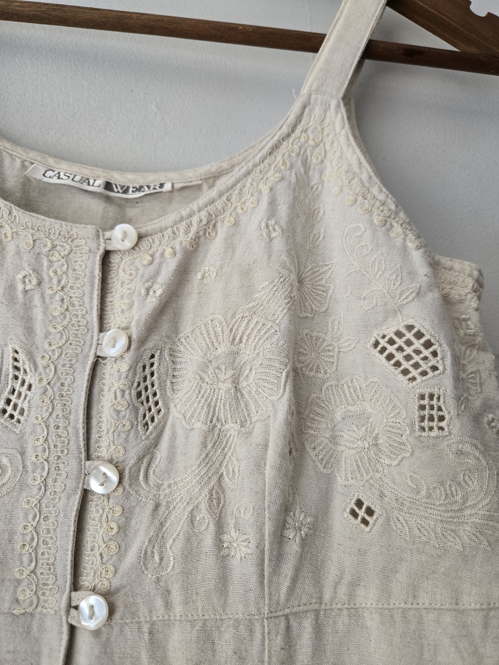 Eyelet Embroidered Button Down Dress - Picture 3 of 11